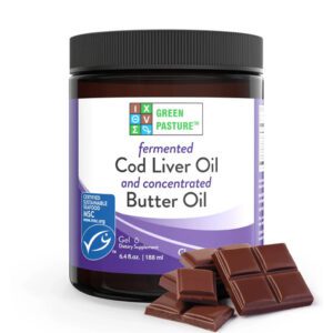 Green Pasture Fermented Cod Liver Oil & Concentrated Butter Oil, chocolade, 188 ml gel
